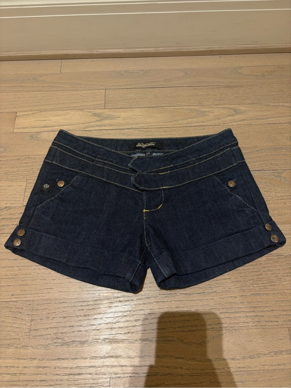 Serfontaine Dark Blue Denim Cuffed Shorts